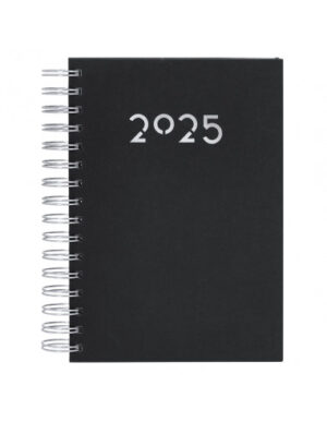 Agenda Negra con Espiral Tapa Simil Cuero