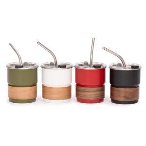 Vaso Térmico metálico CAMP 300cc. con Bombilla y Grip de Madera